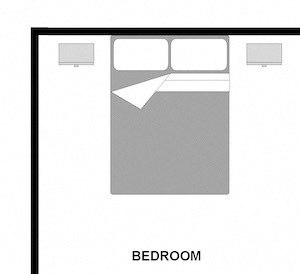 1x1-RM One bedroom one bathroom 500 square foot apartment floor plan